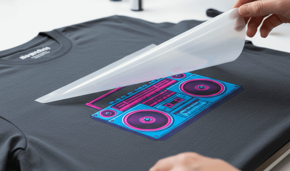 impresion dtf sobre playera negra