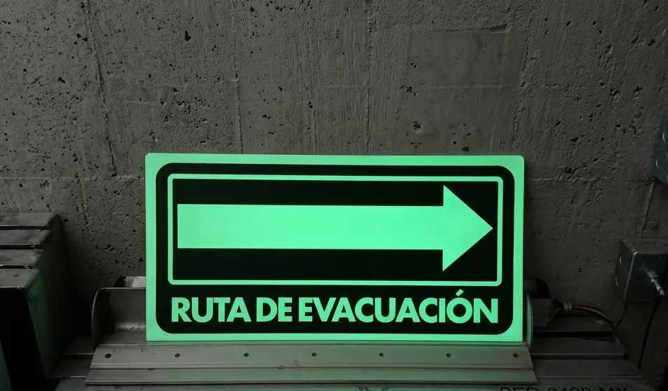 señal fotoluminiscente de ruta de evacuación